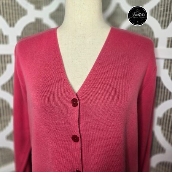 Talbots Coral V Neck Long Sleeve Button Closure Cardigan Size Small - Picture 3 of 9